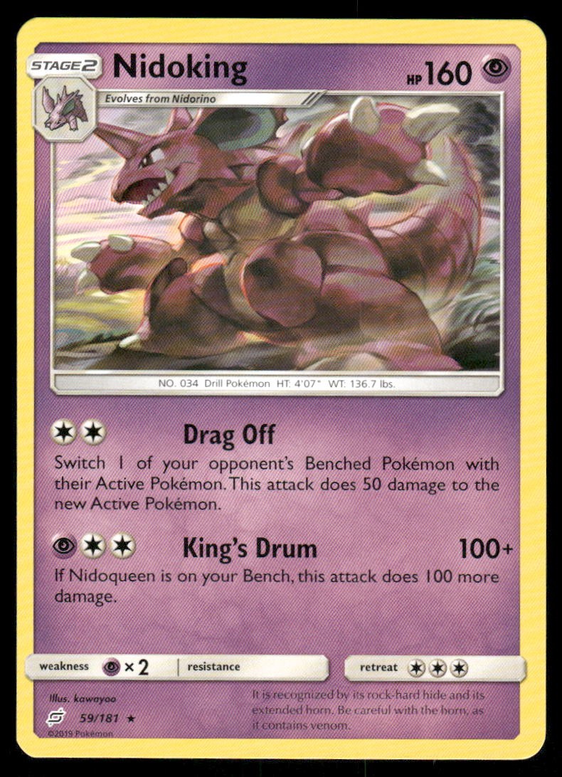 Pokemon Cards Nidoking 59/181 Team Up Sun & Moon Rare NM0
