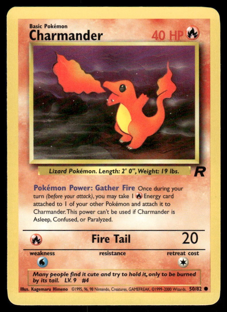 Pokemon Cards Charmander 50/82 UNLIMITED Team Rocket WOTC Common NM0