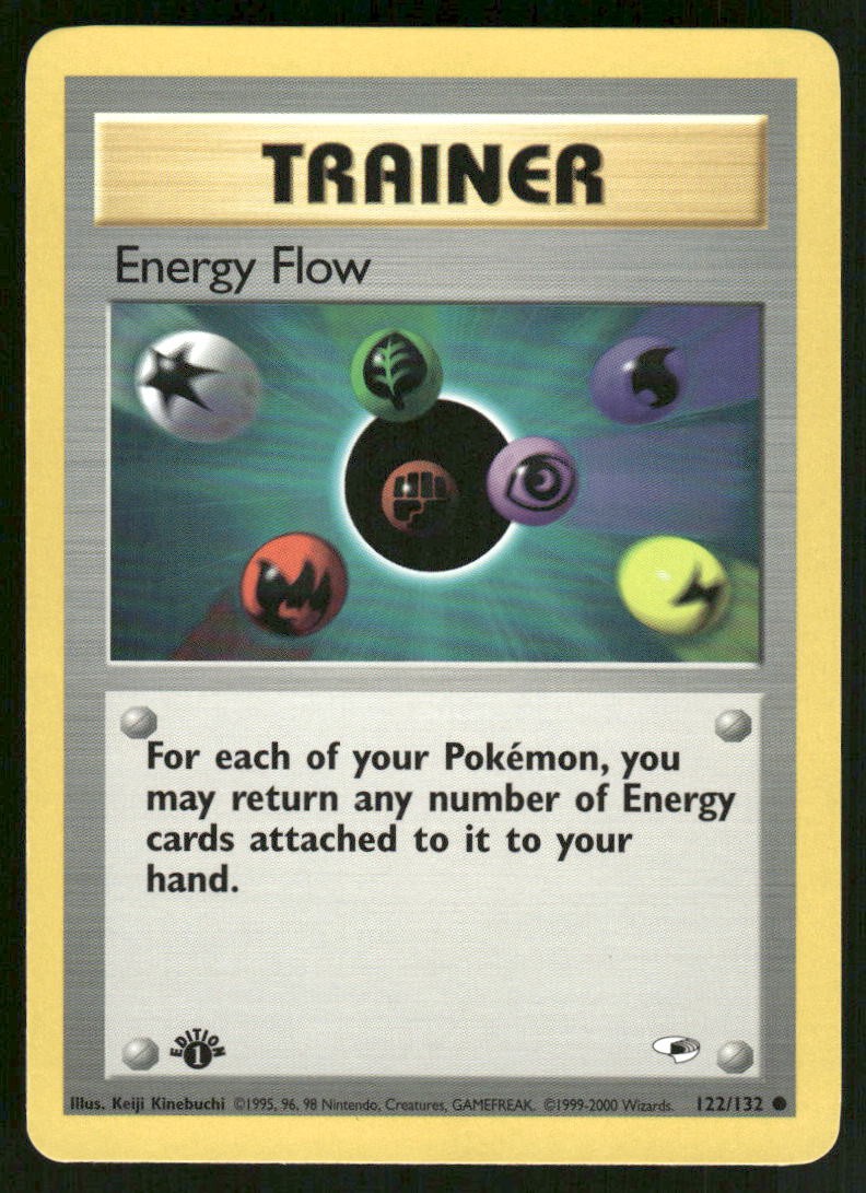 Pokemon Cards Energy Flow 122/132 1ST EDITION Gym Heroes WOTC Common NM0