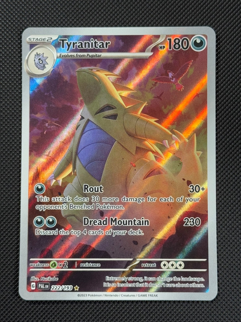 Tyranitar 222/193 IR Pokémon Card Sv02: Paldea Evolved Holo Rare0