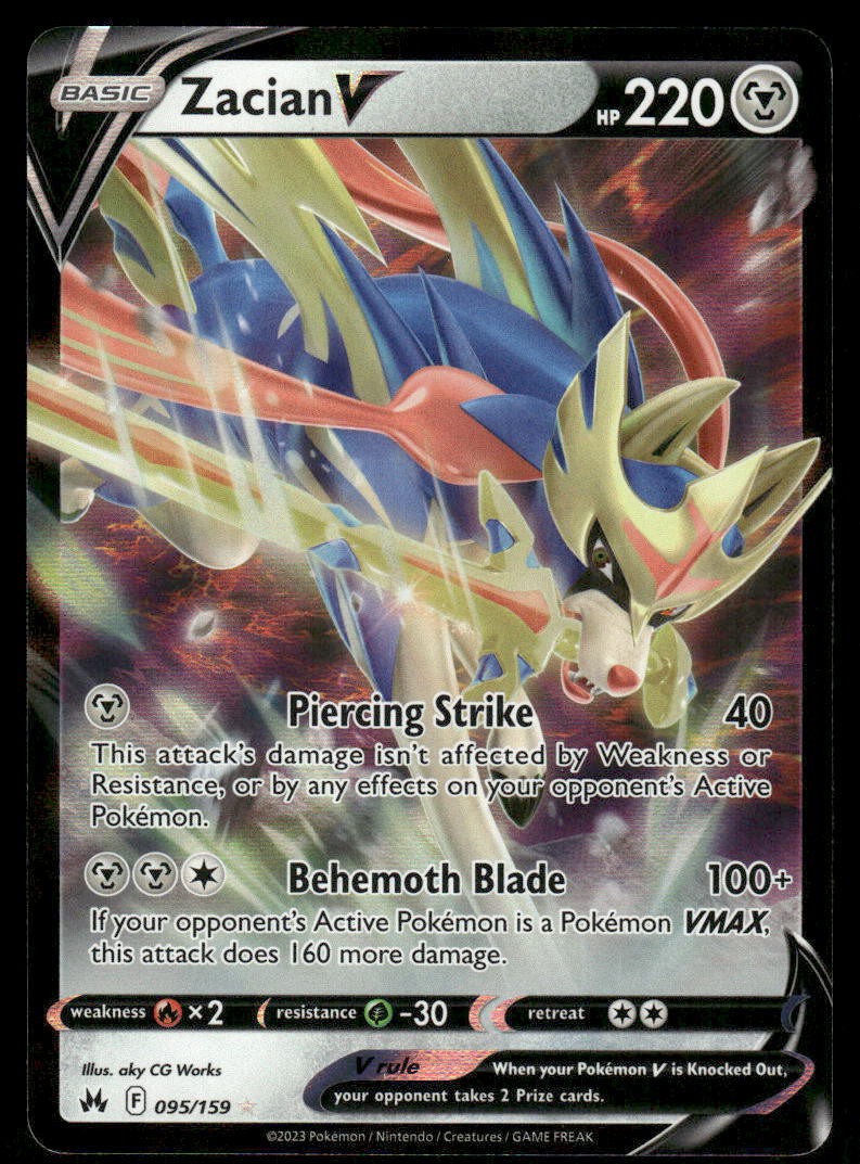 Pokemon Cards Zacian V 095/159 Crown Zenith Holo Rare V NM *20