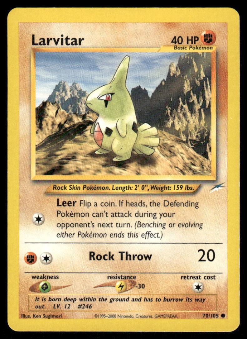Pokemon Cards Larvitar 70/105 UNLIMITED Neo Destiny WOTC Common NM0