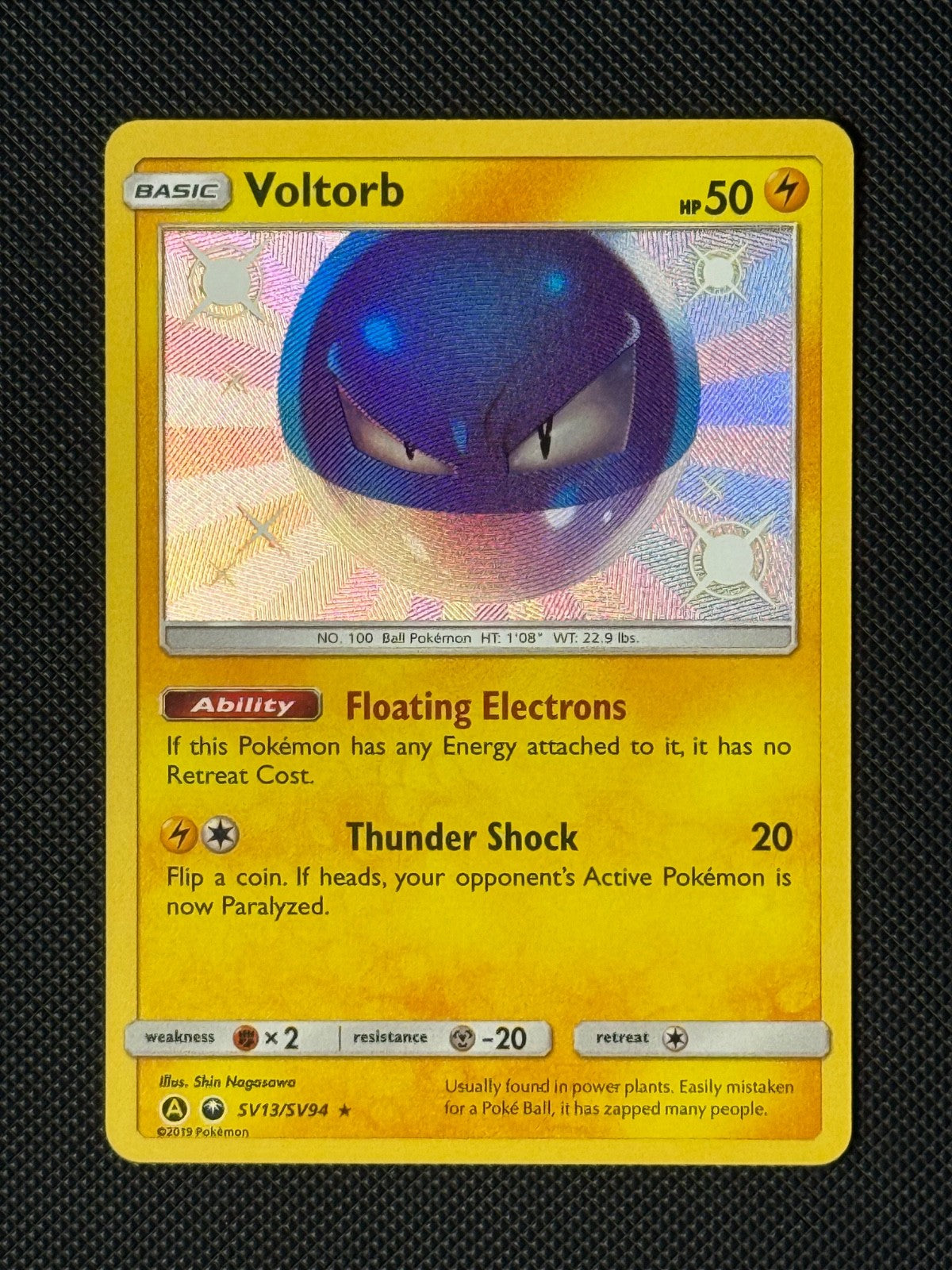 Voltorb SV13/SV94 Holo Pokémon Card Hidden Fates Baby Shiny 0