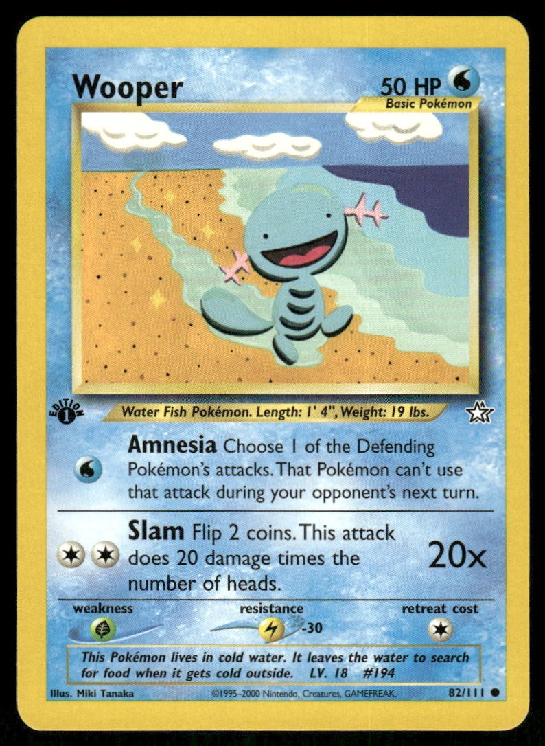 Pokemon Cards Wooper 82/111 1ST EDITION Neo Genesis WOTC Common NM0