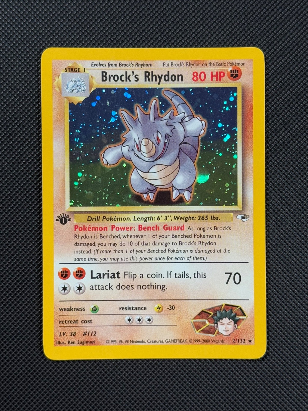 Pokémon Cards Brock's Rhydon 2/132 1ST EDITION Gym Heroes WOTC Holo Rare1