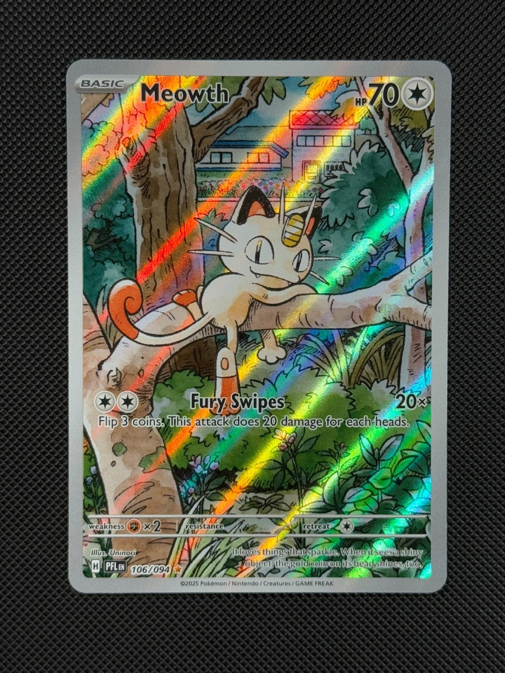 Pokémon Cards Meowth 106/094 Phantasmal Flames MEGA IR Holo Rare1