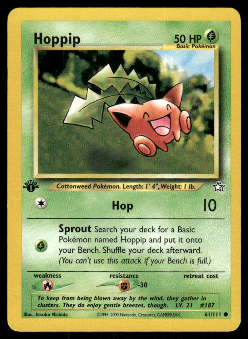 Pokemon Cards Hoppip 61/111 1ST EDITION Neo Genesis Common LP0