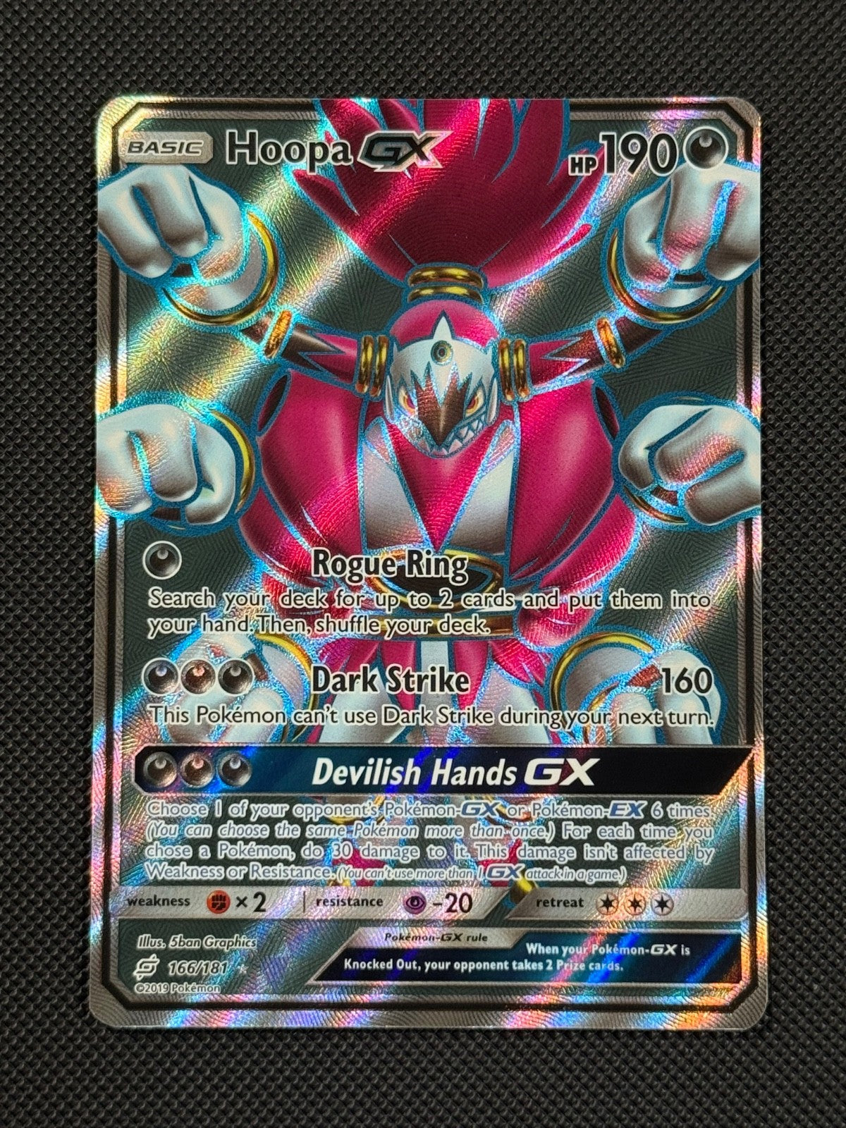 Hoopa GX 166/181 ULTRA RARE Pokémon Card Sun & Moon Team Up Full Art Rare0