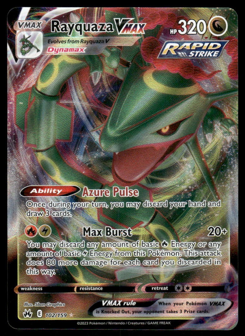 Pokemon Cards Rayquaza VMAX 102/159 Crown Zenith Holo Rare VMAX NM0