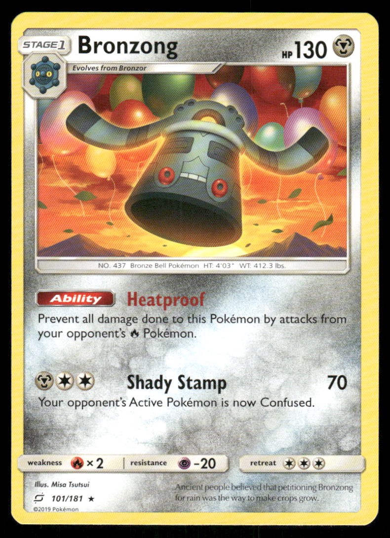 Pokemon Cards Bronzong 101/181 Team Up Sun & Moon Rare NM0