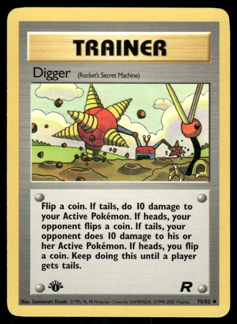 Pokemon Cards Digger 75/82 1ST EDITION Team Rocket WOTC Uncommon NM0