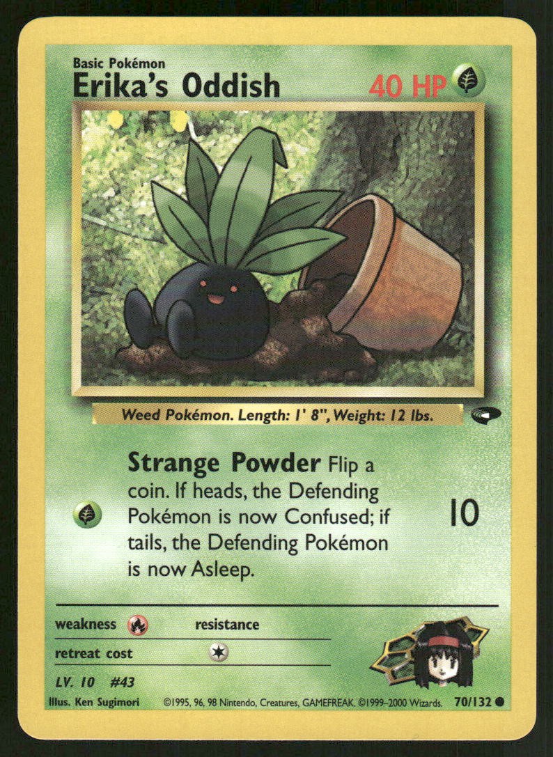 Pokemon Cards Erika's Oddish 70/132 UNLIMITED Gym Challenge WOTC Common NM0