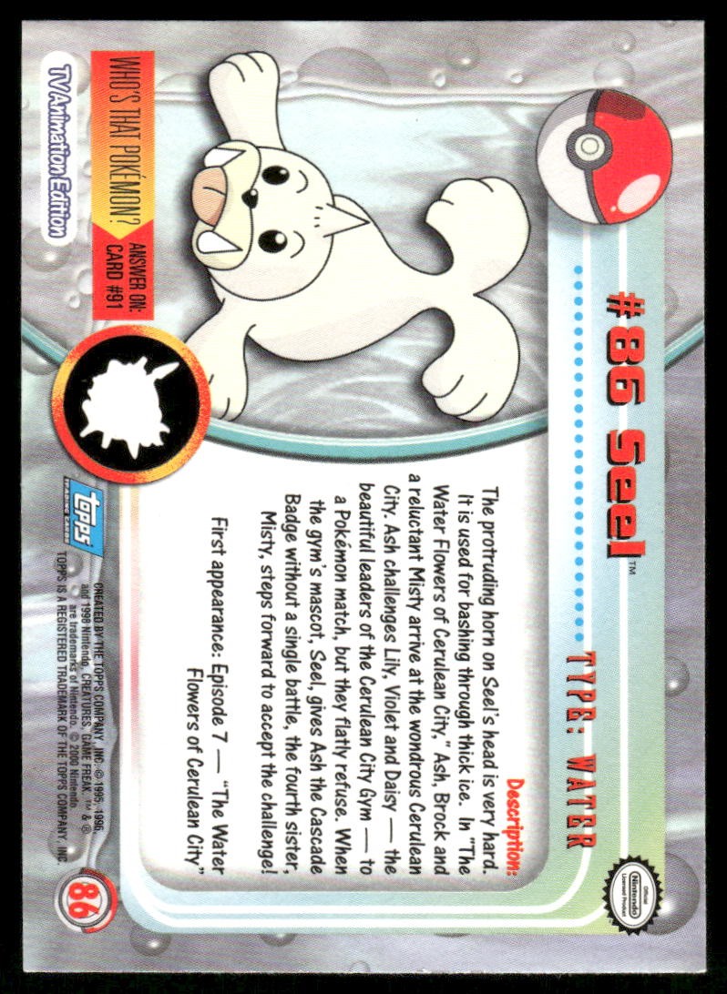 Pokemon Cards Seel #86 Topps Trading Cards HOLO Series 2 NM1