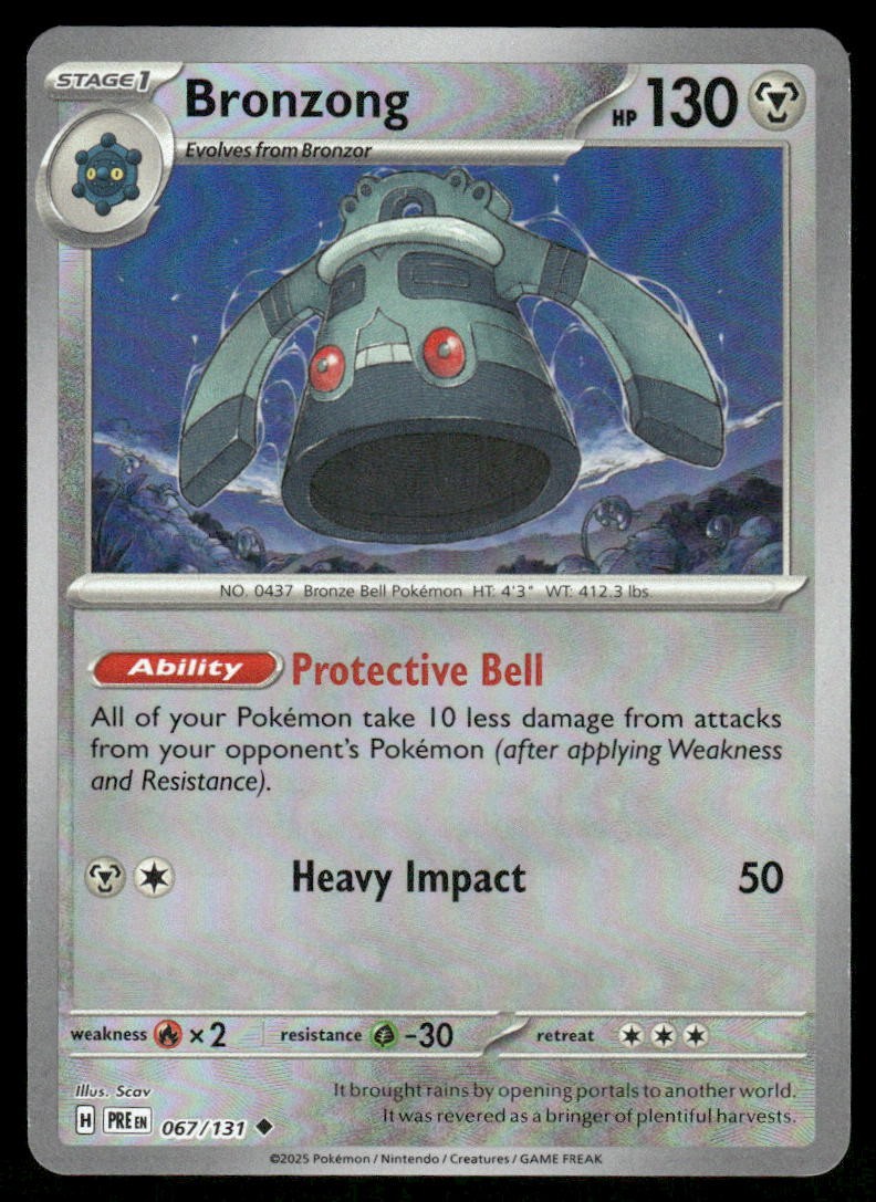 Pokemon Cards Bronzong 067/131 Reverse Holo Prismatic Evolutions Pokeball NM *20