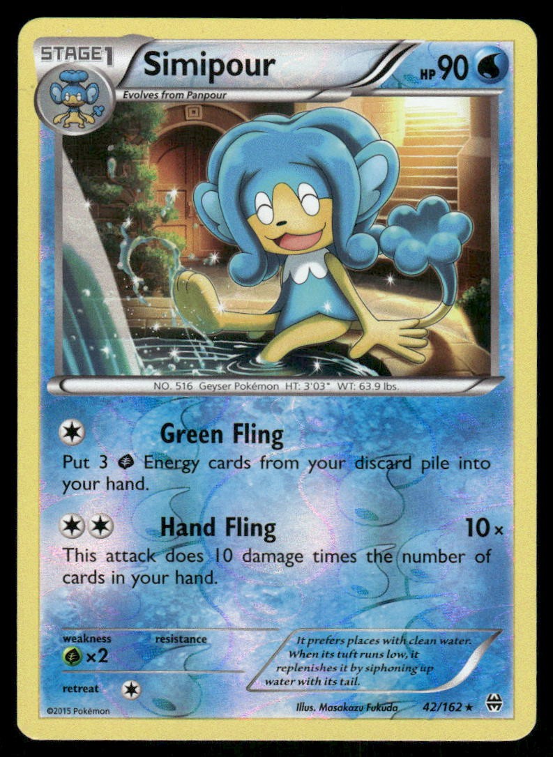 Pokemon Cards Simipour 42/162 Reverse Holo BREAKthrough XY NM0