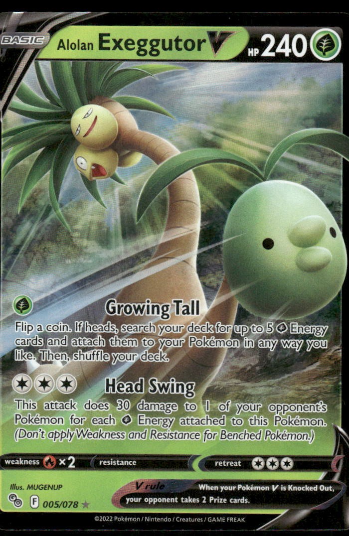 Pokemon Cards Alolan Exeggutor V 005/078 Pokemon GO Holo Rare V NM0