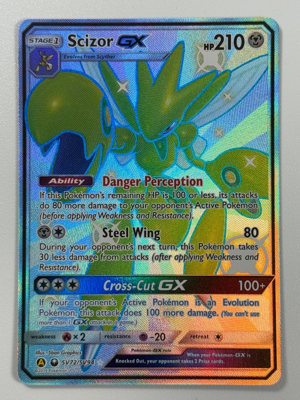 Pokémon Cards Scizor GX SV72/SV94 Hidden Fates Sun & Moon Shiny Vault Full Art0