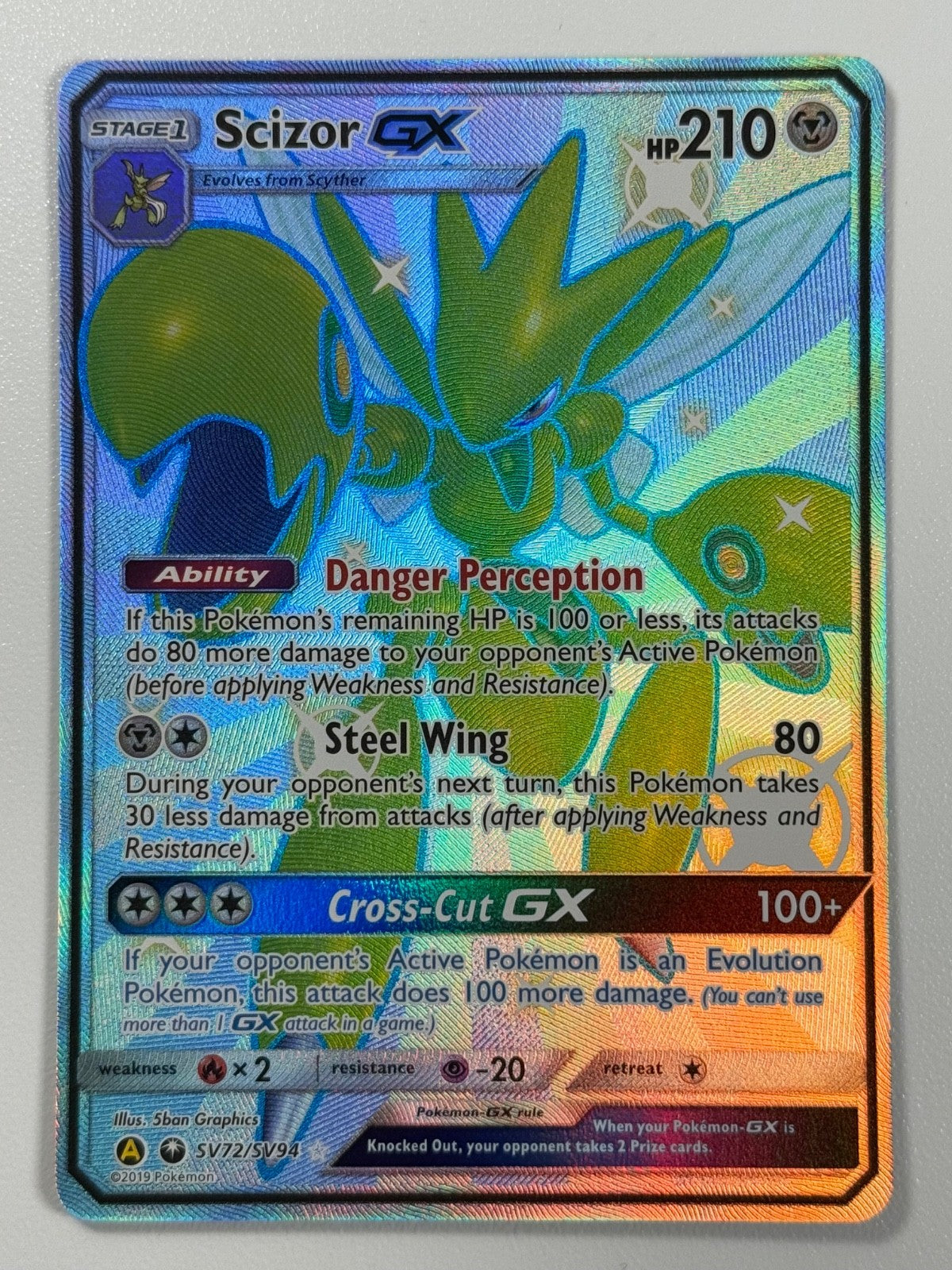 Pokémon Cards Scizor GX SV72/SV94 Hidden Fates Sun & Moon Shiny Vault Full Art0