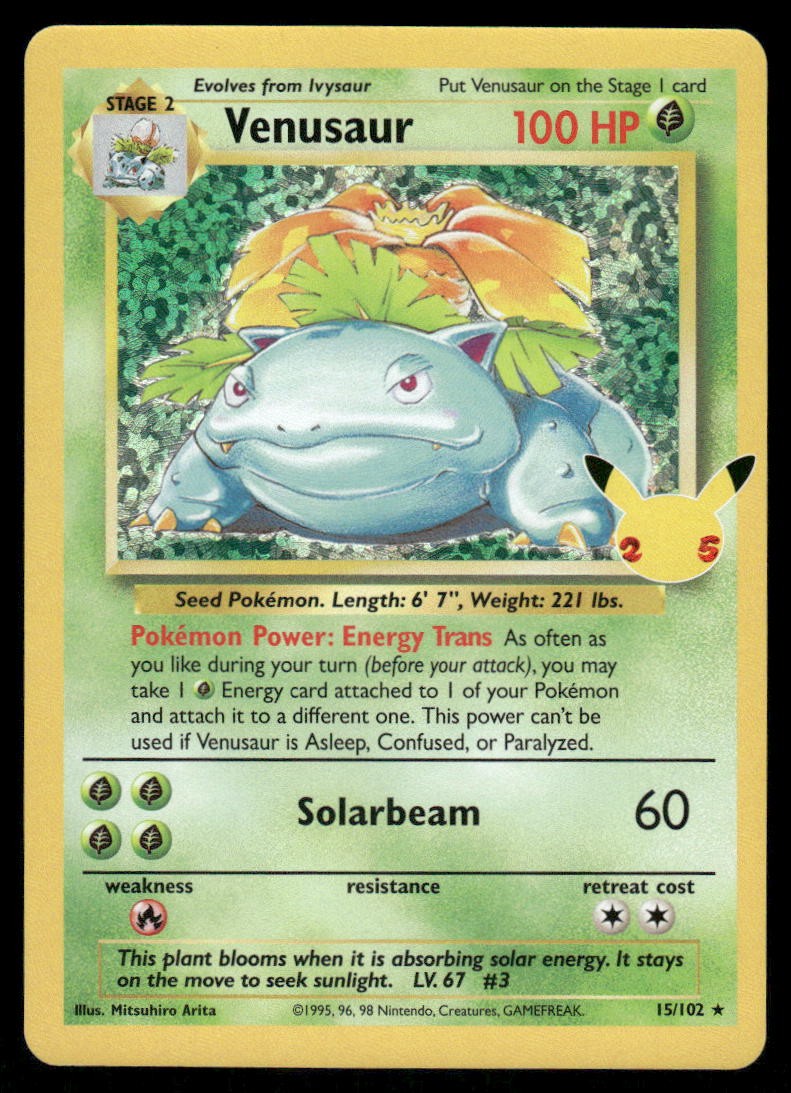 Pokemon Cards Venusaur 15/102 Celebrations: Classic Collection NM0
