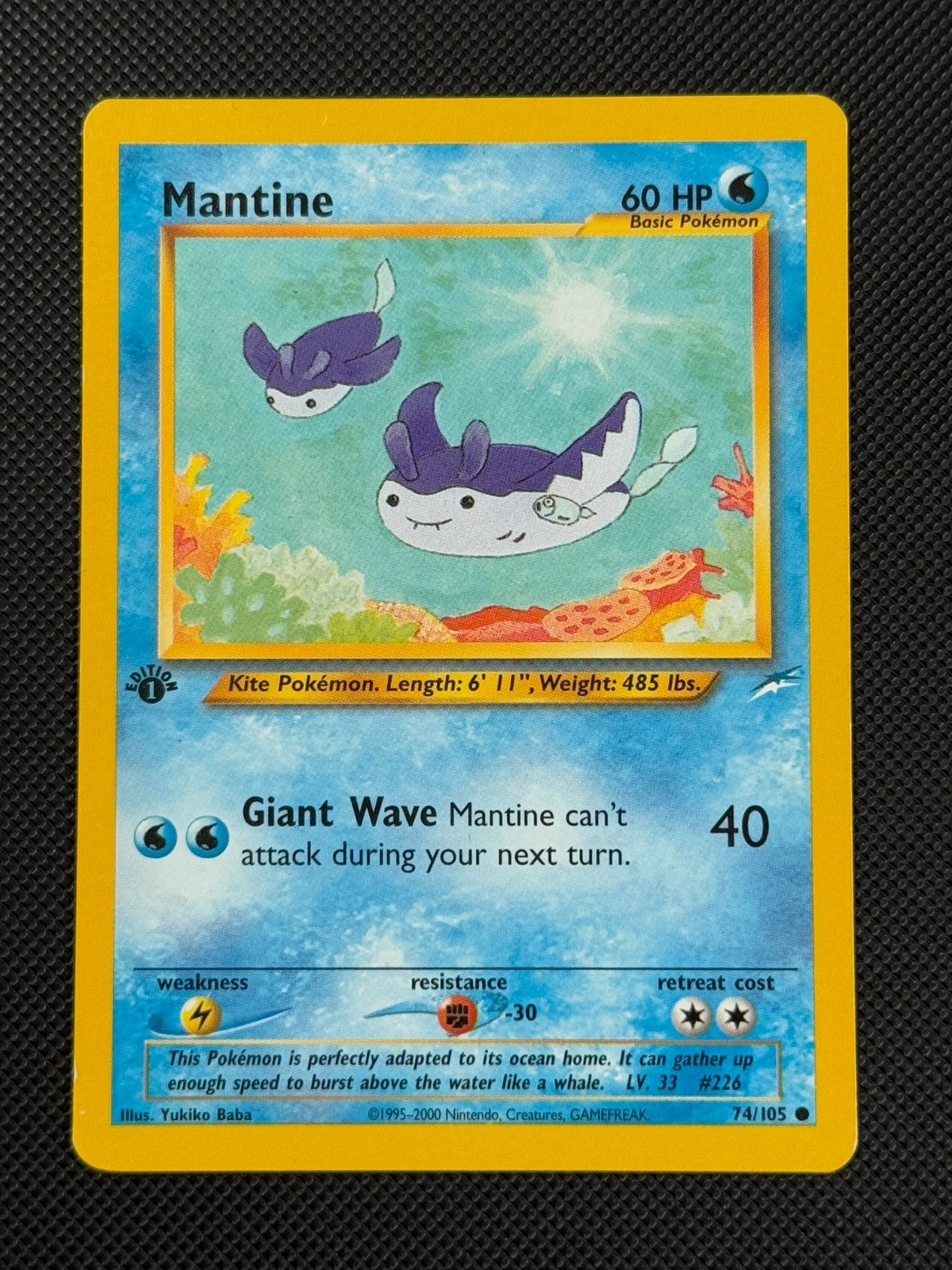 Mantine 74/105 1ST EDITION Pokémon Card WOTC Neo Destiny Unlimited Common0