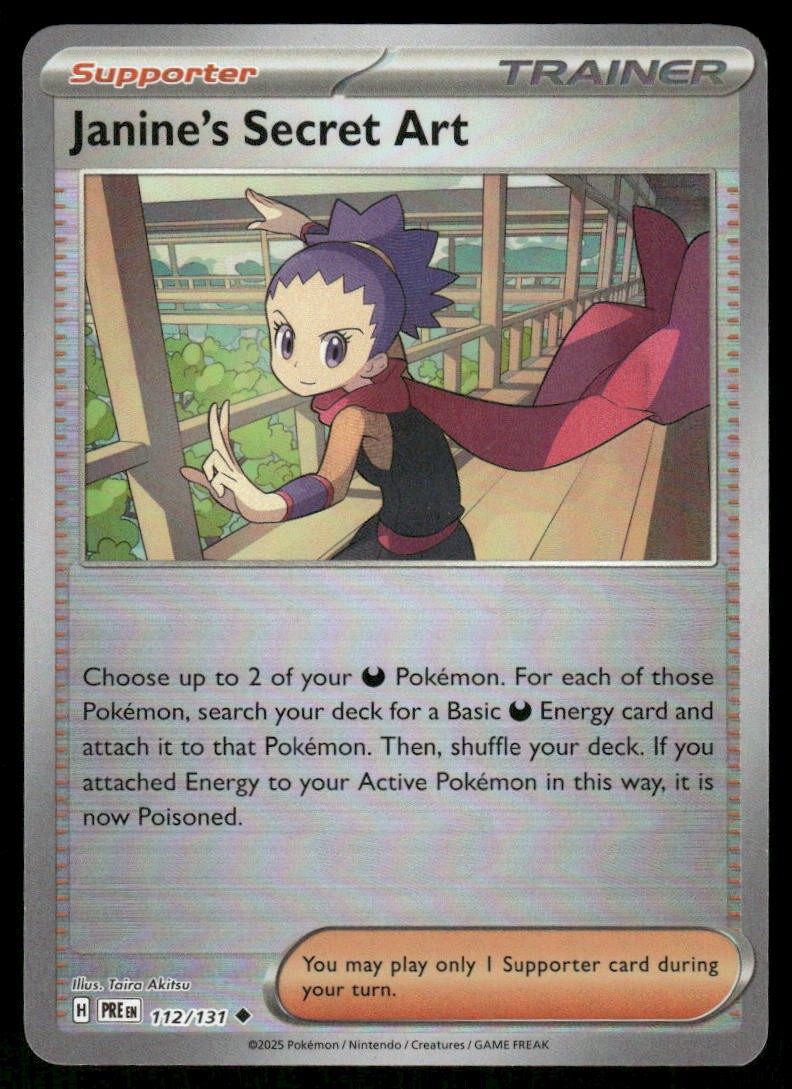 Pokemon Cards Janine's Secret Art 112/131 Reverse Holo Prismatic Evolutions NM*10