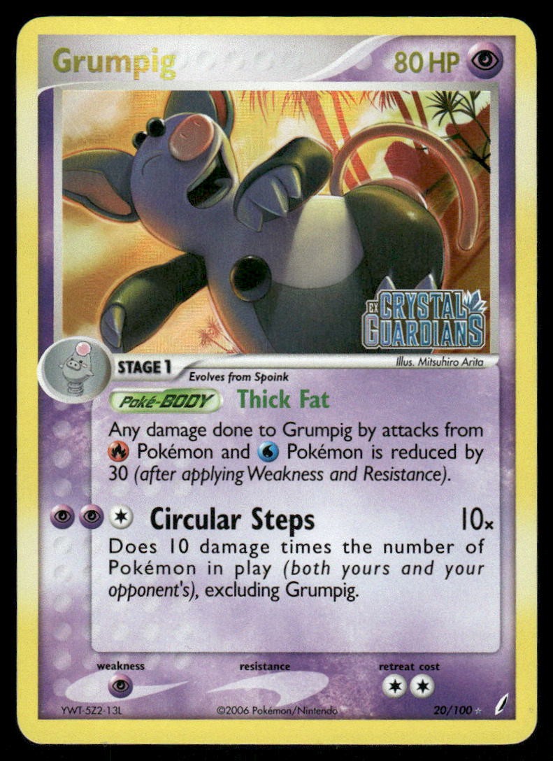 Pokemon Cards Grumpig 20/100 Reverse Holo Crystal Guardians Rare HP0