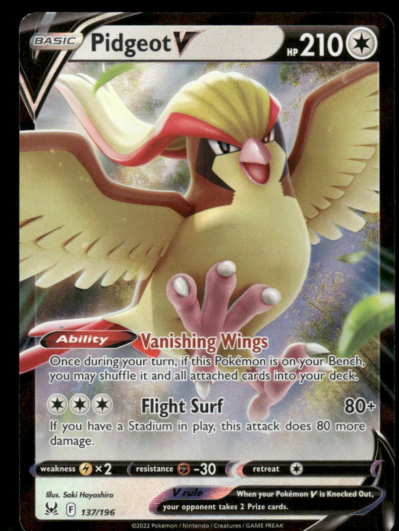 Pokemon Cards Pidgeot V 137/196 Lost Origin Holo Rare V LP0