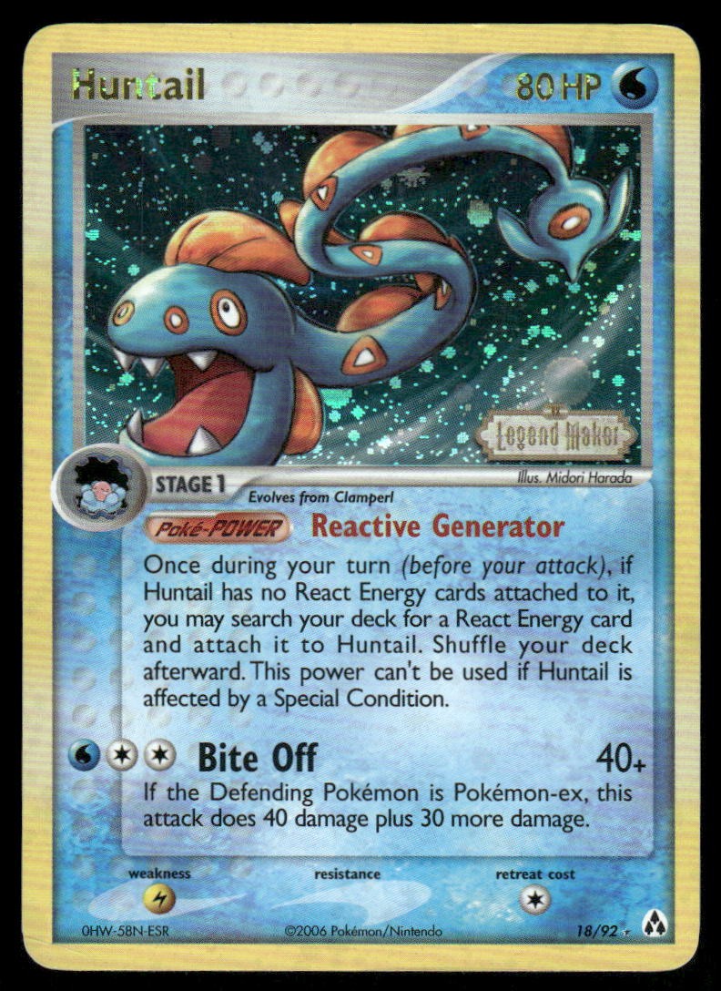 Pokemon Cards Huntail 18/92 Reverse Holo Legend Maker Rare LP0