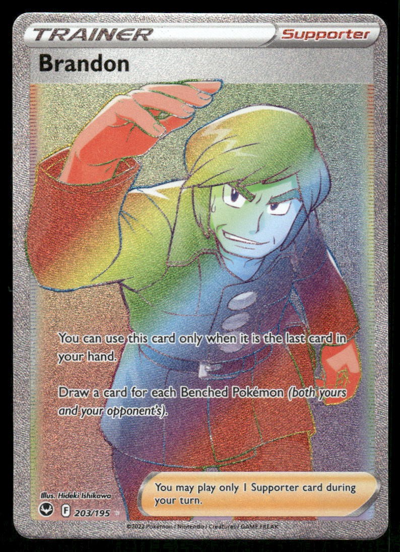 Pokemon Cards Brandon 203/195 Silver Tempest Rainbow Rare NM0