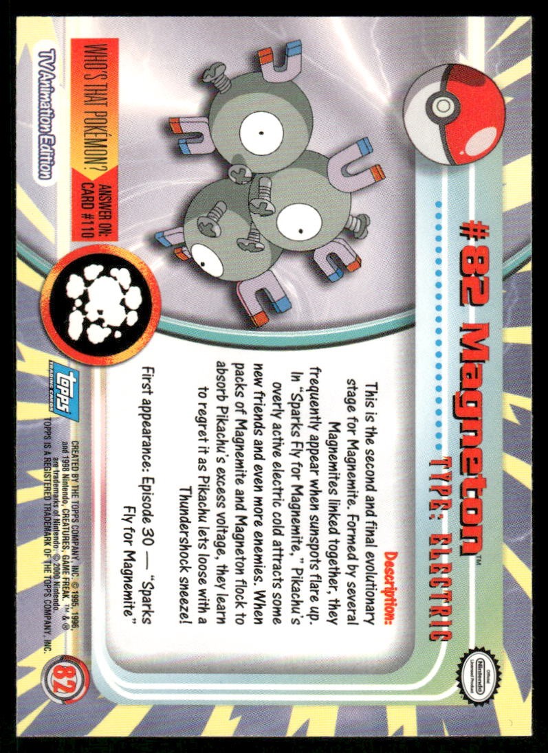 Pokemon Cards Magneton #82 Topps Trading Cards Series 2 NM *41