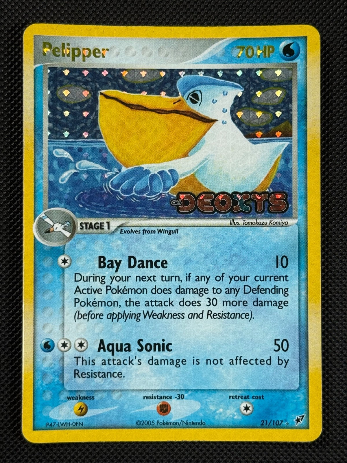 Pelipper 21/107 STAMPED Pokémon Card EX Deoxys Reverse Holo Rare0