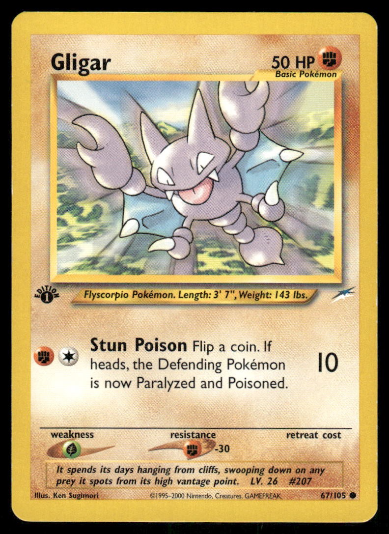 Pokemon Cards Gligar 67/105 1ST EDITION Neo Destiny WOTC Common NM0