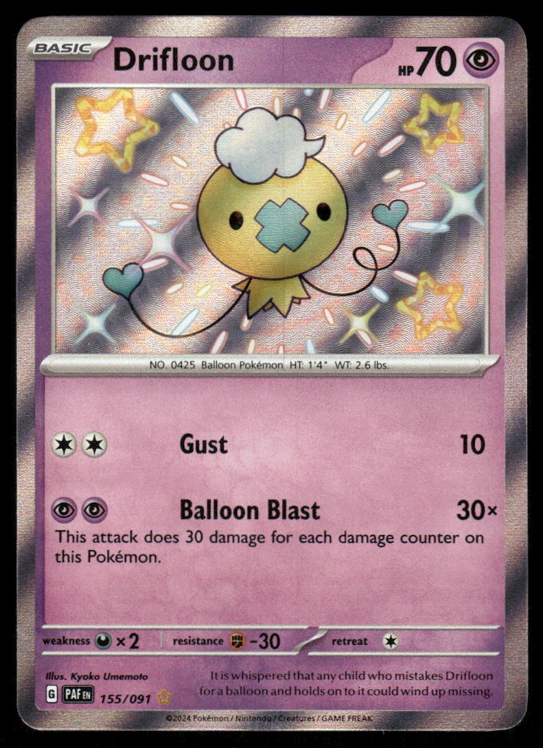 Pokemon Cards Drifloon 155/091 Paldean Fates Shiny Rare NM0