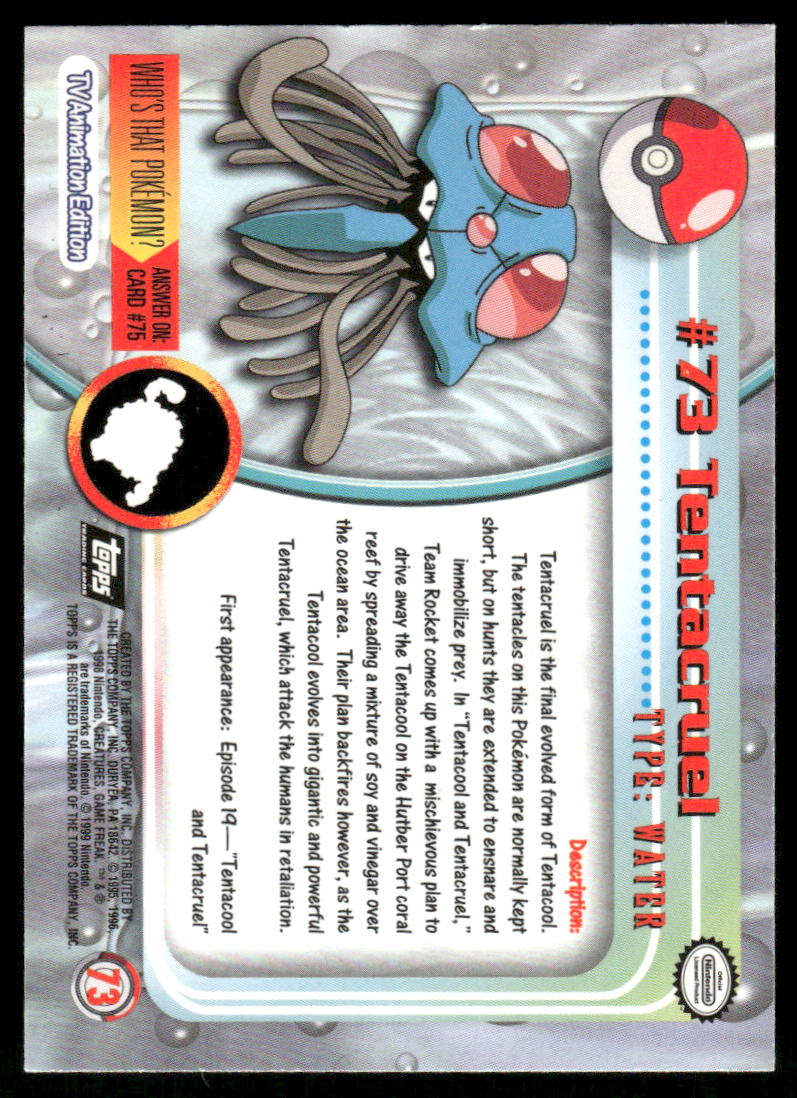 Pokemon Cards Tentacruel #73 Topps Trading Cards Series 1 NM1