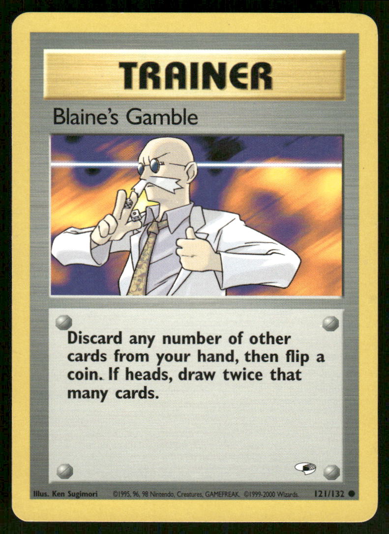 Pokemon Cards Blaine's Gamble 121/132 Unlimited Gym Heroes WOTC Common NM0