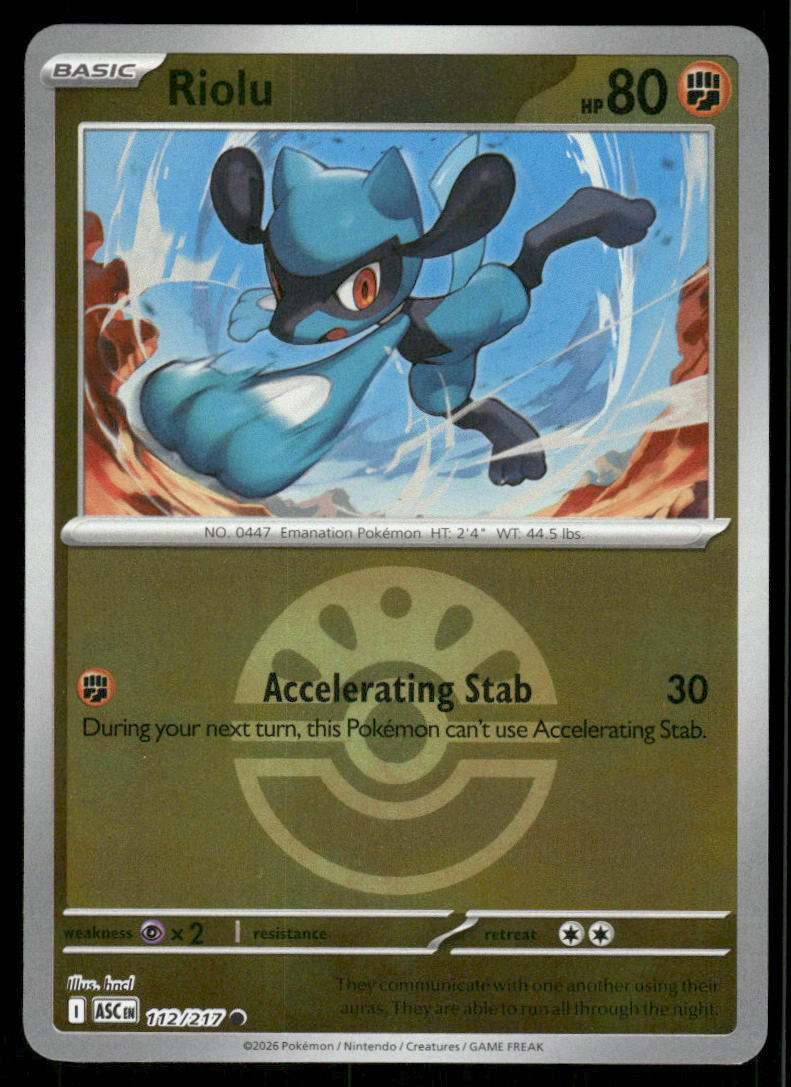 Pokemon Cards Riolu 112/217 ME: Ascended Heroes Common NM0