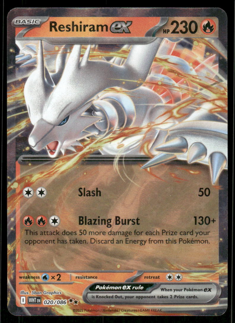 Pokemon Cards Reshiram ex 020/086 White Flare Double Rare NM *50