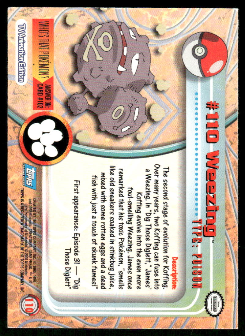 Pokemon Cards Wheezing #110 Topps Trading Cards Series 2 NM *11