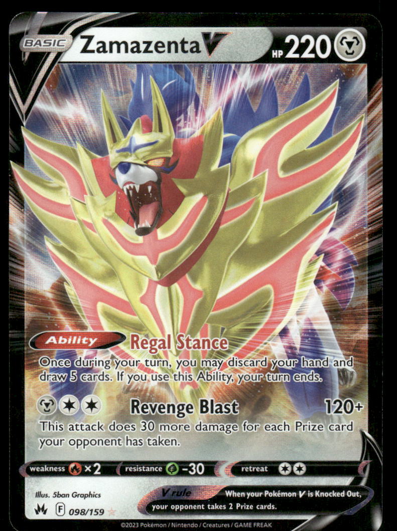 Pokemon Cards Zamazenta V 098/159 Crown Zenith Holo Rare V NM *30
