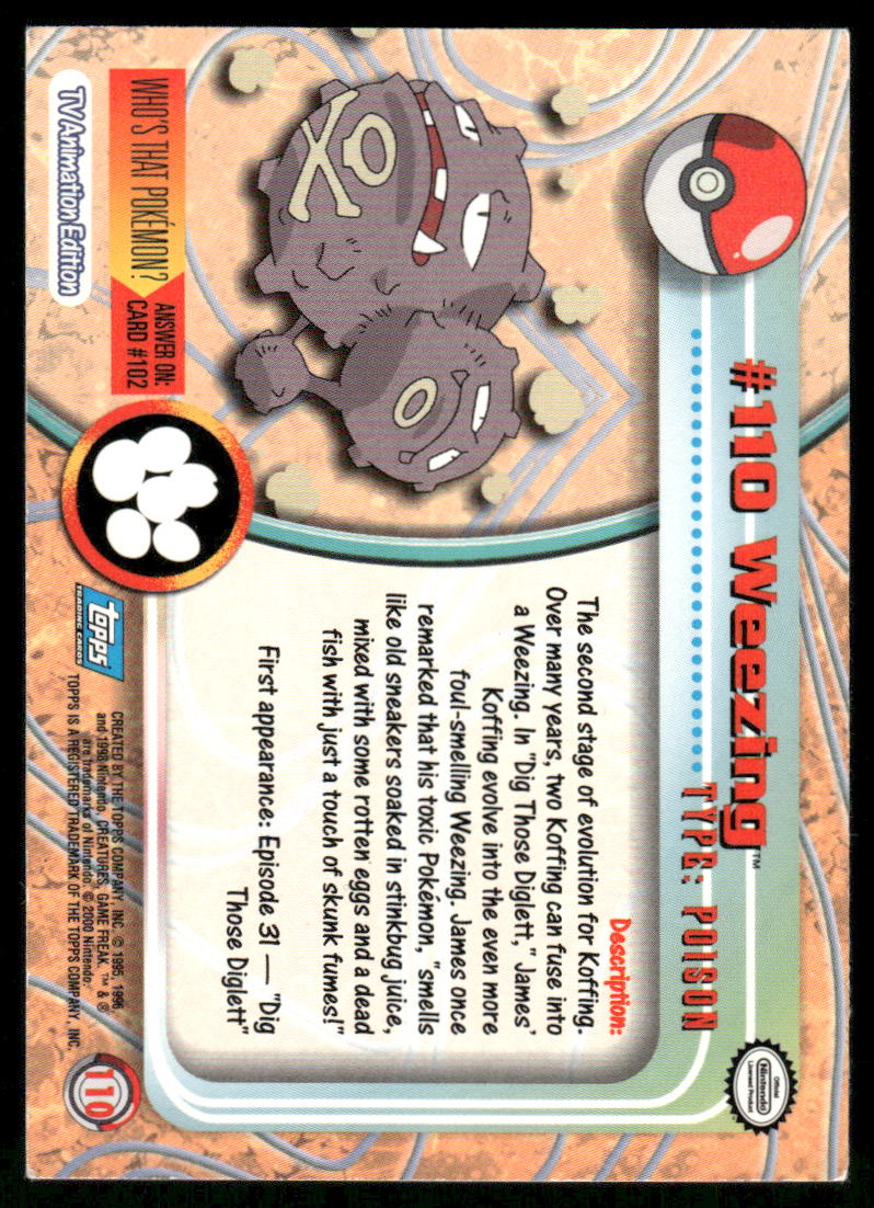 Pokemon Cards Wheezing #110 Topps Trading Cards Series 2 LP *41