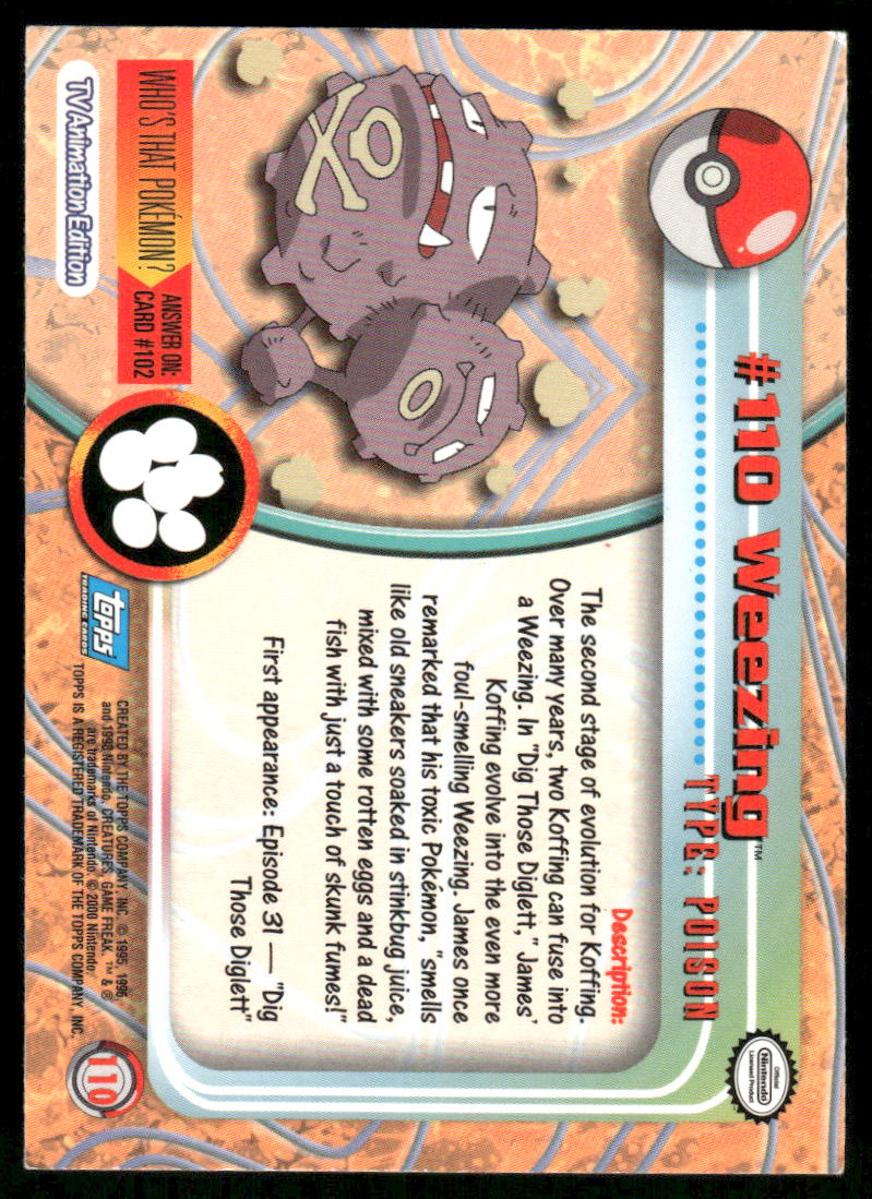 Pokemon Cards Wheezing #110 Topps Trading Cards Series 2 LP *51