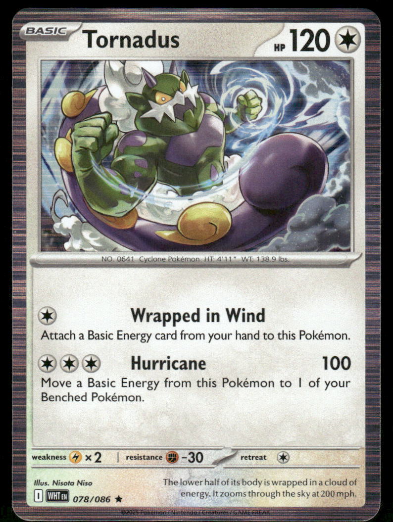 Pokemon Cards Tornadus 078/086 Holo White Flare Rare NM0