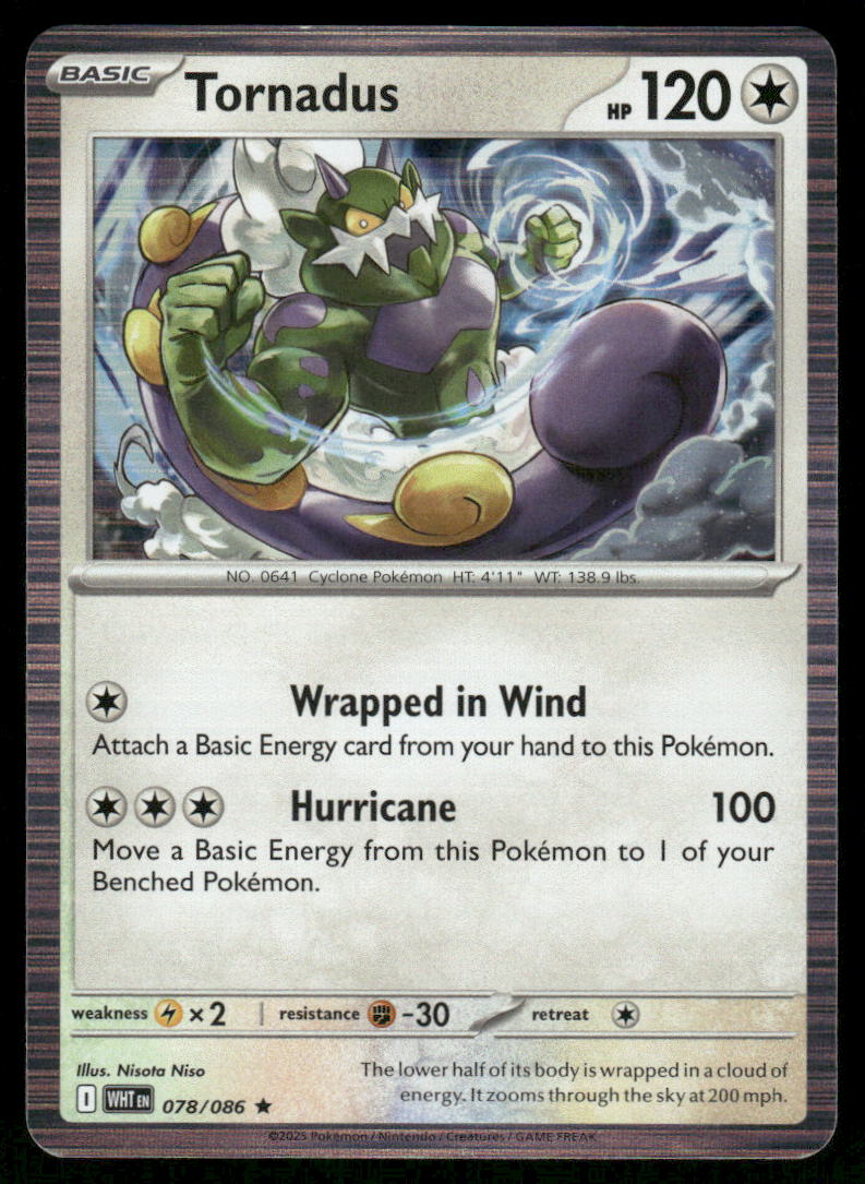 Pokemon Cards Tornadus 078/086 Holo White Flare Rare NM *20