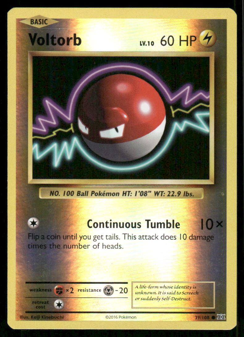 Pokemon Cards Voltorb 39/108 Reverse Holo Evolutions Common NM0