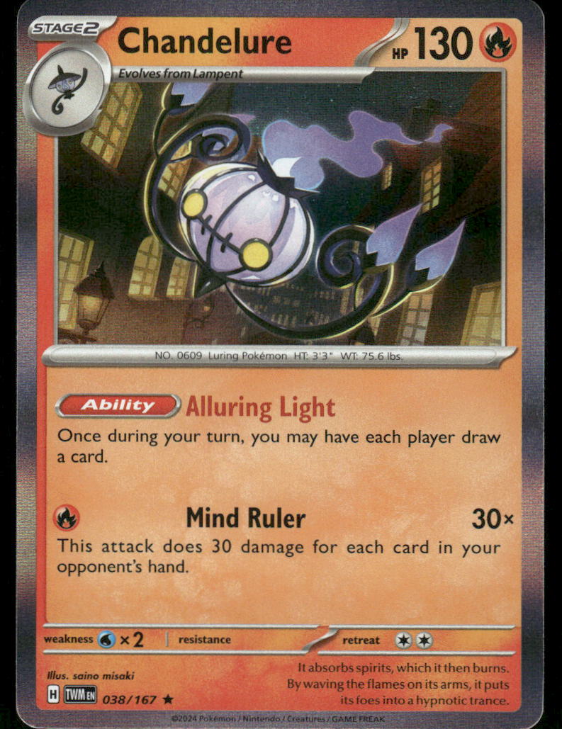 Pokemon Cards Chandelure 038/167 Holo Twilight Masquerade Rare NM0