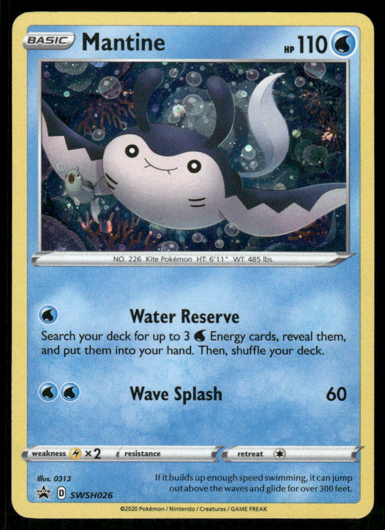 Pokemon Cards Mantine SWSH026 Sword & Shield Promo Holo Promo NM0