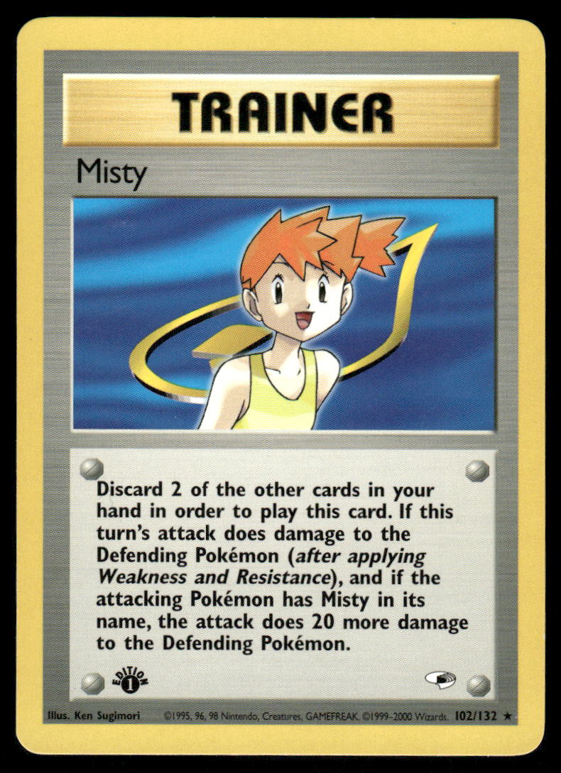 Pokemon Cards Misty 102/132 1ST EDITION Gym Heroes WOTC Rare NM0