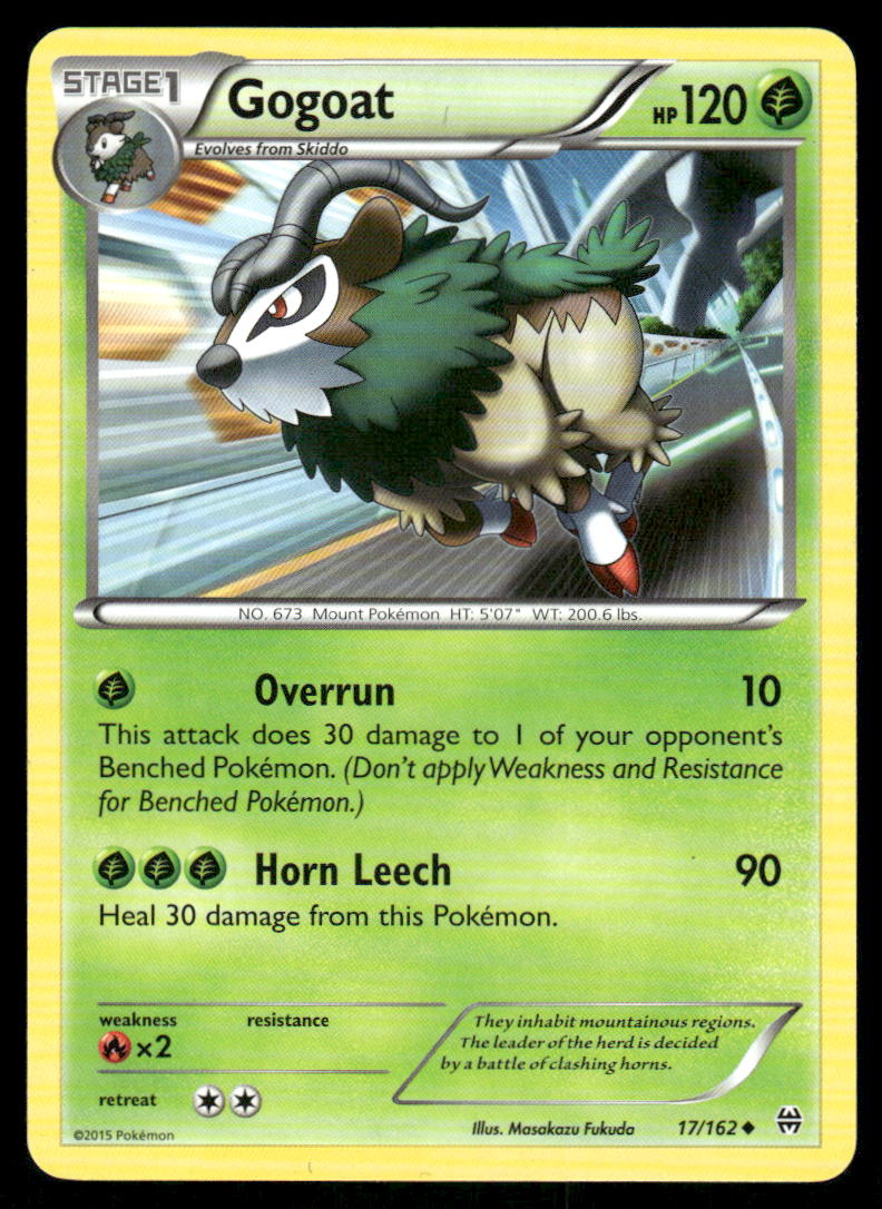Pokemon Cards Gogoat 17/162 BREAKthrough XY Uncommon NM0