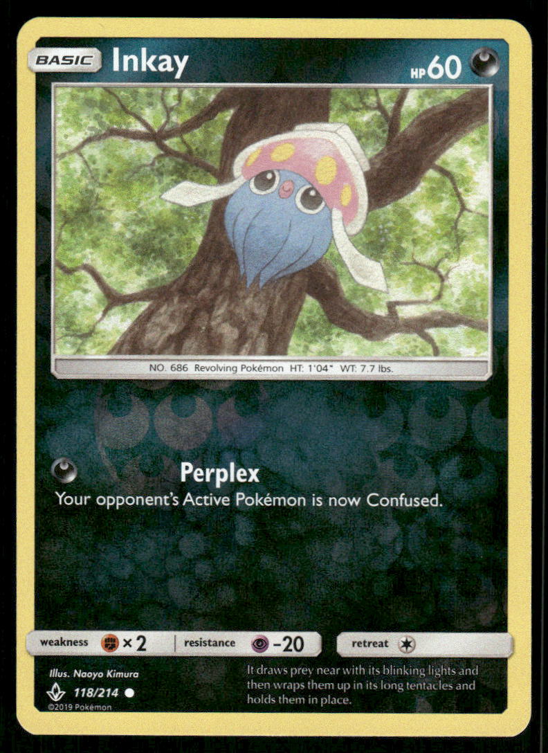 Pokemon Cards Inkay 118/214 Reverse Holo Unbroken Bonds Common NM0