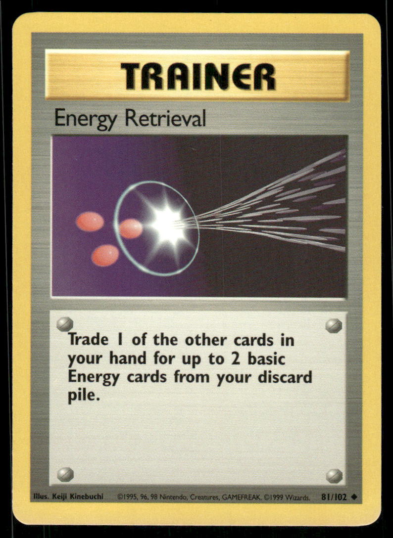 Pokemon Cards Energy Retrieval 81/102 Base Set Uncommon NM0